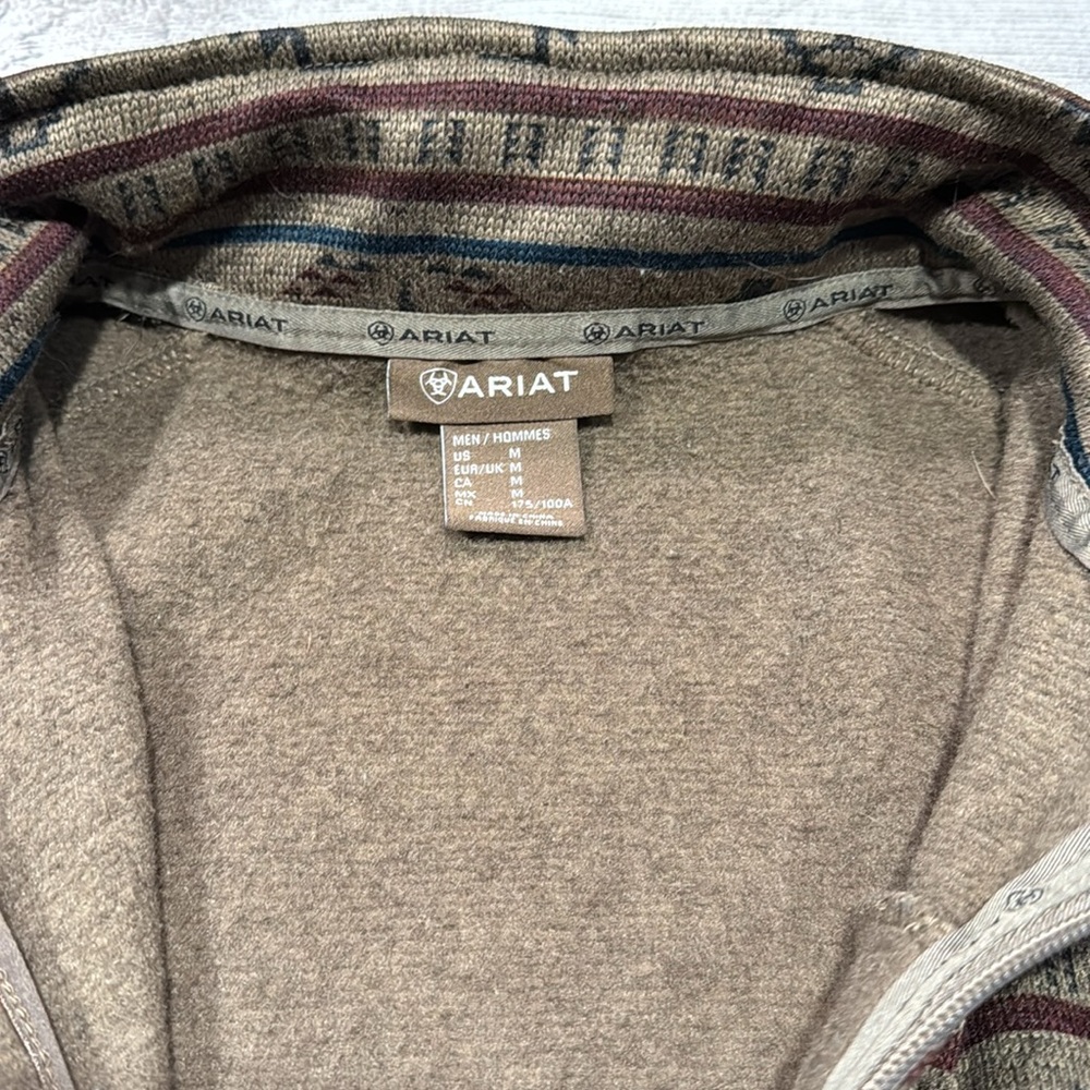Men's Ariat Caldwell Western Print Full Zip Sweater size M brown - Picture 12 of 14